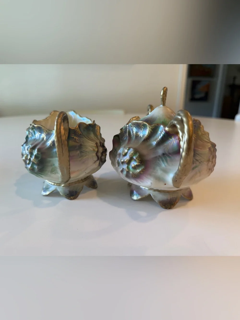 RARE RS PRUSSIA SUNFLOWER (MOLD 626) PORCELAIN SUGAR AND CREAMER SET